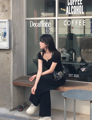 Balloon wide denim pants