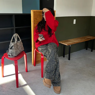 V-neck oversized knit