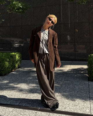 Striped string wide slacks