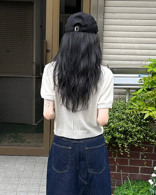 Short-sleeved knit polo shirt