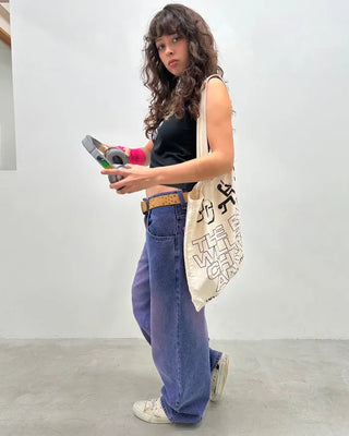 (ORIGINAL) Loose-fit denim pants (purple)