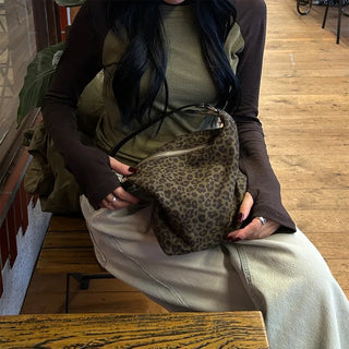 Leopard print tote and shoulder bag