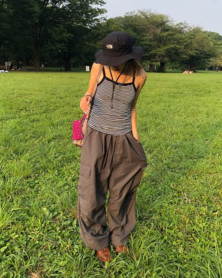 (Unisex) Elastic Waist Summer Cargo Jogger Pants