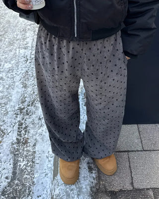 Polka dot corduroy track pants