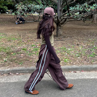 2-line elastic waist wide pants