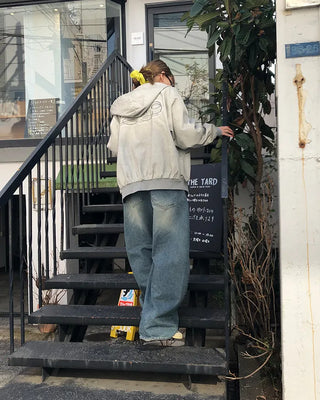 Whiskered Wash Baggy Jeans