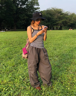 (Unisex) Elastic Waist Summer Cargo Jogger Pants