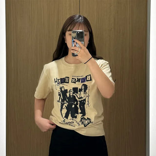 Rock band print short-sleeved T-shirt