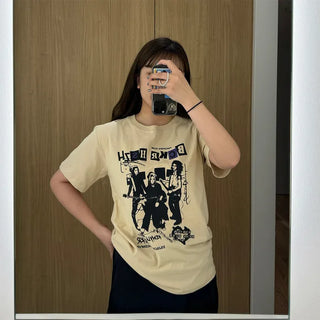 Rock band print short-sleeved T-shirt