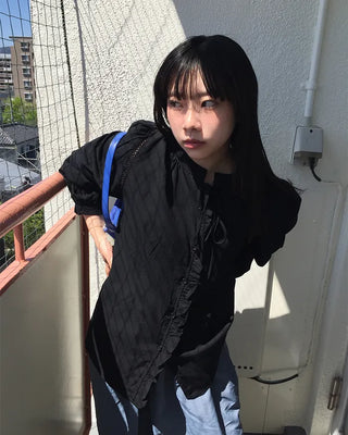 Fagoting Shoulder Frill Button Blouse