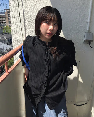Fagoting Shoulder Frill Button Blouse