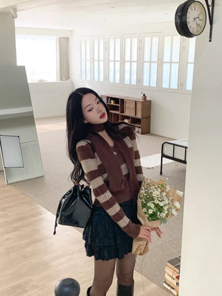 [2 colors] Velour tiered skirt