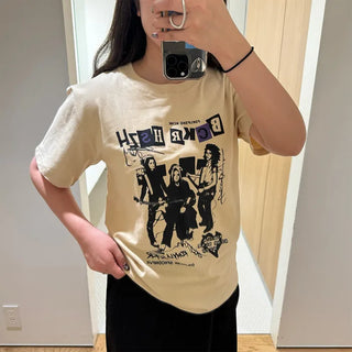 Rock band print short-sleeved T-shirt