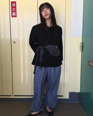Fagoting Shoulder Frill Button Blouse