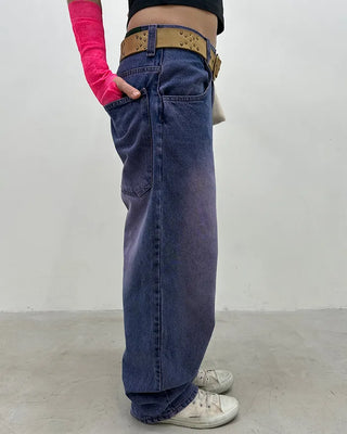 (ORIGINAL) Loose-fit denim pants (purple)