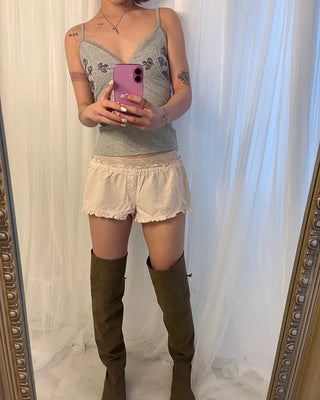 Flower bead lace V-neck camisole