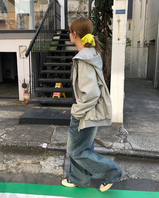 Whiskered Wash Baggy Jeans