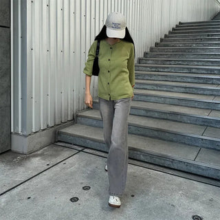 Washed denim pants