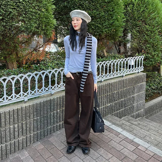 Colored cotton wide-leg pants