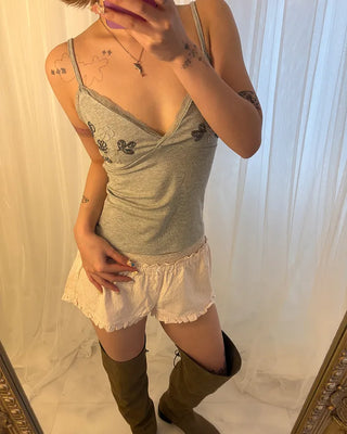 Flower bead lace V-neck camisole