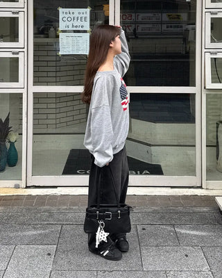 USA One-Shoulder Point Sweatshirt