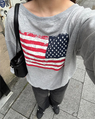 USA One-Shoulder Point Sweatshirt