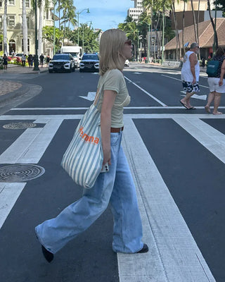 Washed design wide denim pants