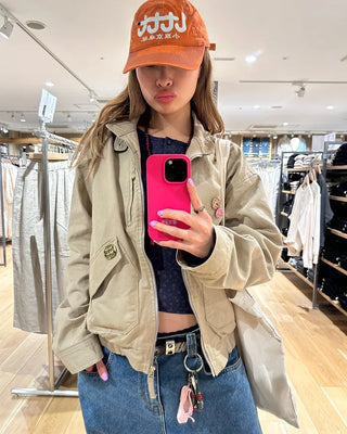 Stand-neck flap double-zip blouson