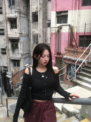 Half-belt leather shoulder bag