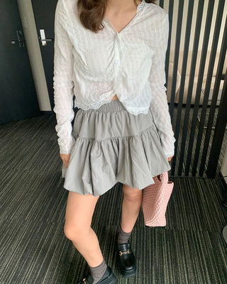 V-neck lace crop cardigan