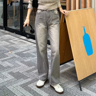 Washed denim pants