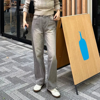 Washed denim pants