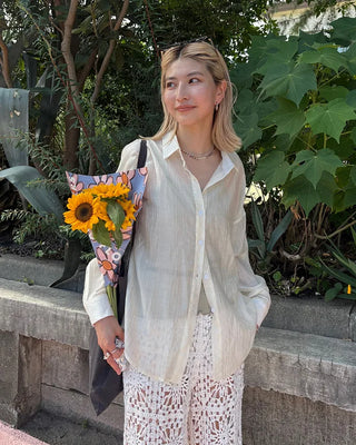 Wrinkle Sheer Loose Long Shirt