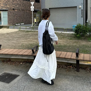 Frilled banded long skirt