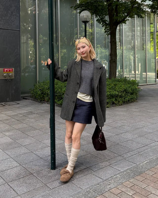 Wool sheer slit long-sleeved T-shirt