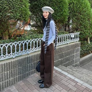 Colored cotton wide-leg pants