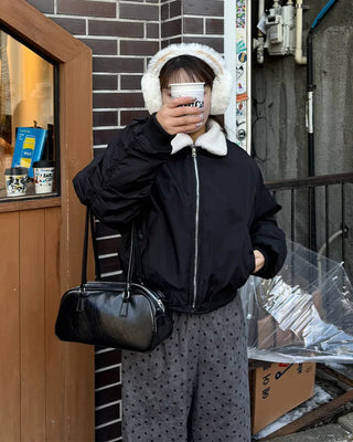 Polka dot corduroy track pants