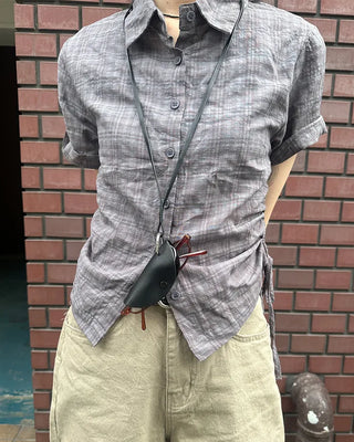 Shirring String Check Short-Sleeve Shirt