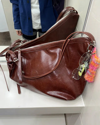 Leather String Shoulder Bag