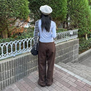 Colored cotton wide-leg pants