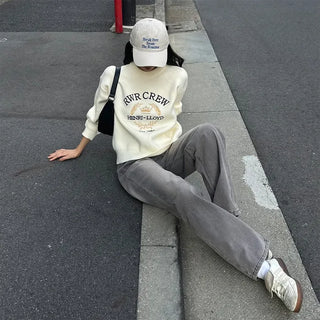 Washed denim pants