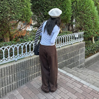 Colored cotton wide-leg pants