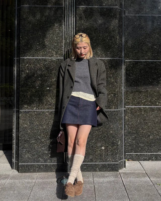 Wool sheer slit long-sleeved T-shirt