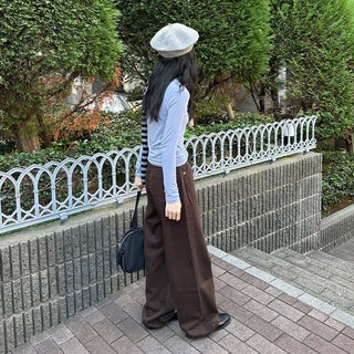 Colored cotton wide-leg pants