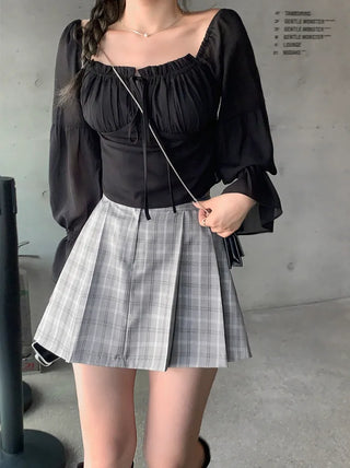 Chiffon frill ribbon blouse (3 colors)