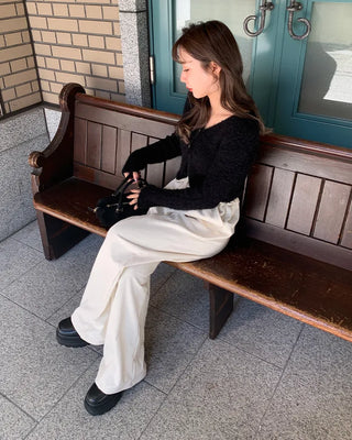 Plain elastic waist sweatpants