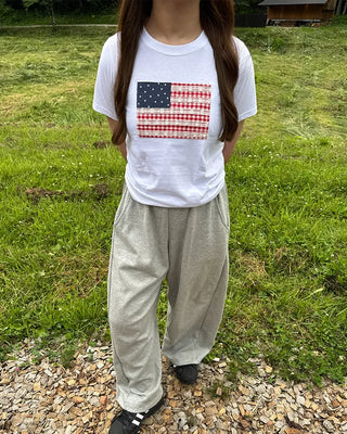 American patch short-sleeved T-shirt