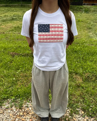 American patch short-sleeved T-shirt