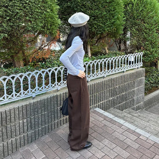 Colored cotton wide-leg pants