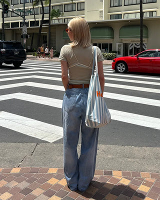 Washed design wide denim pants